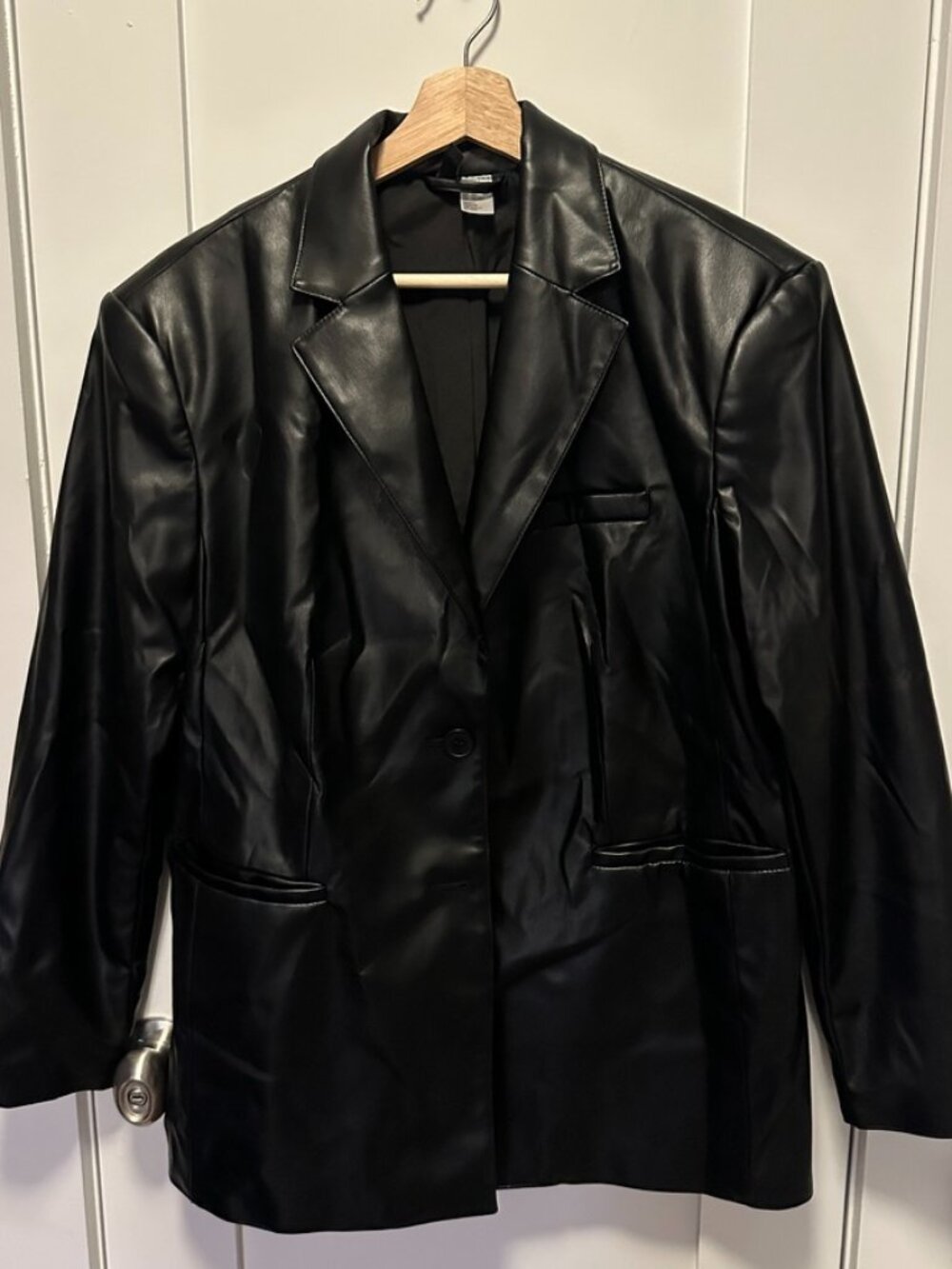 H&M Vegan Leather Blazer size S